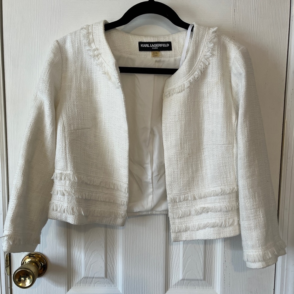 Karl Lagerfeld White Tweed Jacket